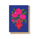 Blue Floral Vase Greetings Card - Obus Online
