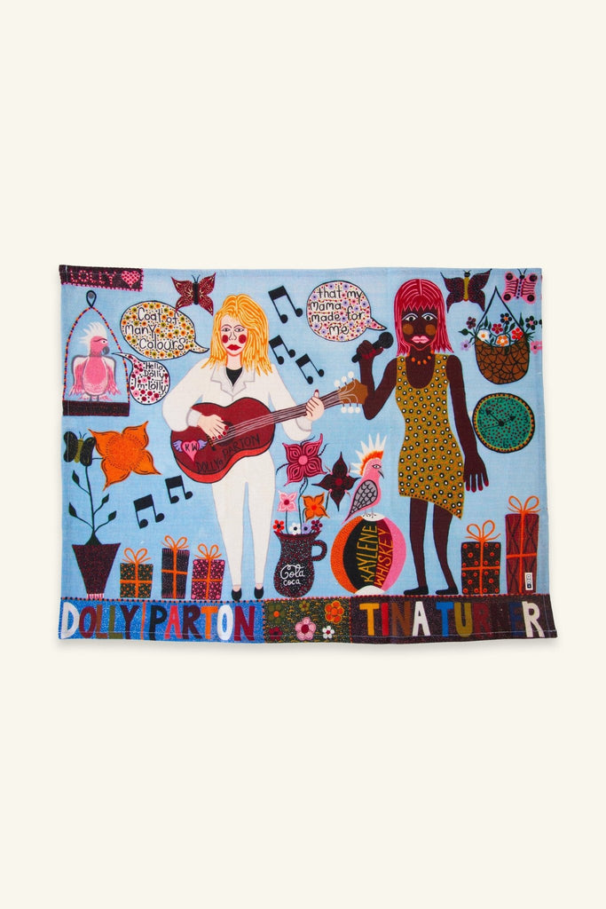 Dolly Parton and Tina Turner Tea Towel x Kaylene Whiskey - Obus Online