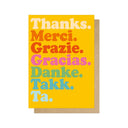 Thanks Merci Grazie Greetings Card - Obus Online