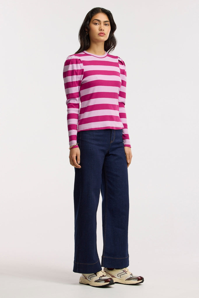Traveller Rib Puff Sleeve Top - Obus Online