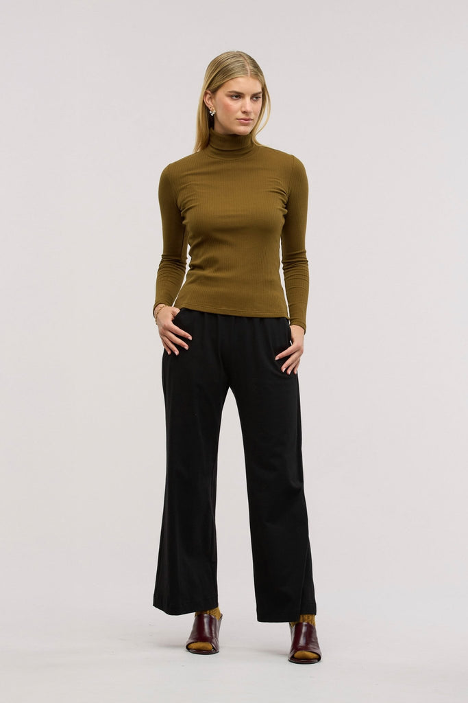 Traveller Rib Roll Neck Top - Obus Online