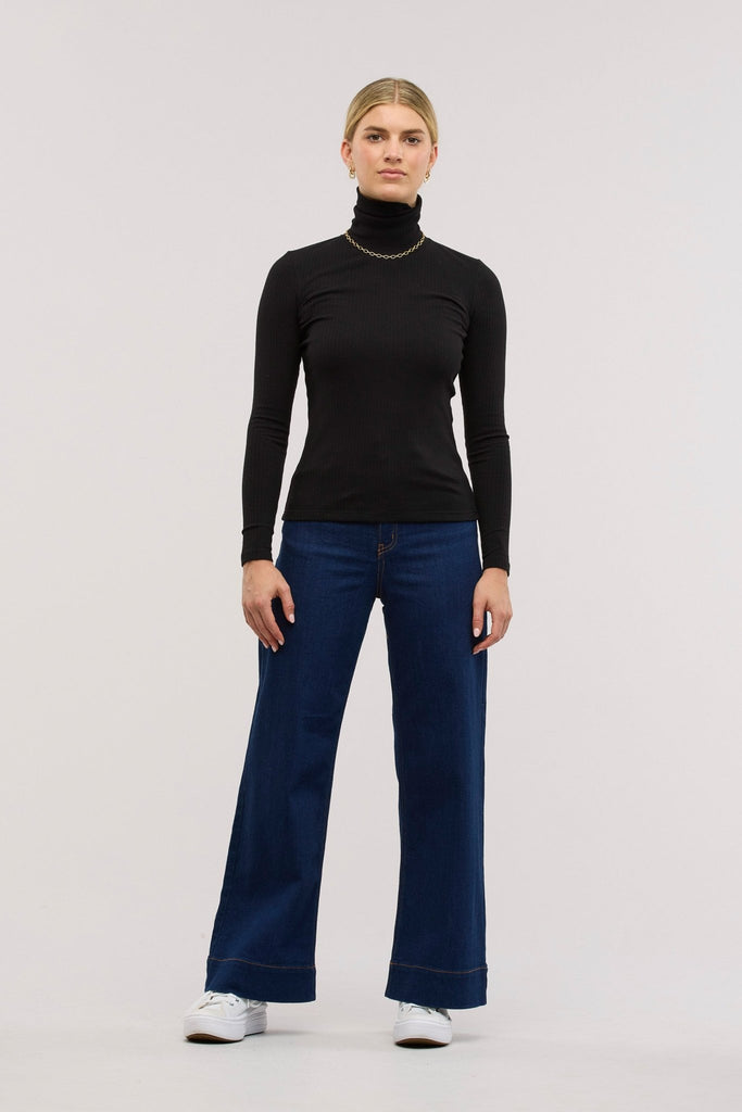 Traveller Rib Roll Neck Top - Obus Online