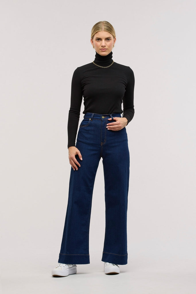 Traveller Rib Roll Neck Top - Obus Online