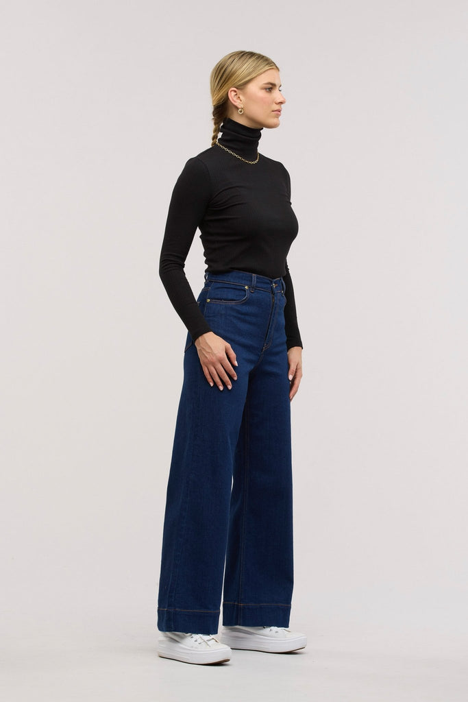 Traveller Rib Roll Neck Top - Obus Online