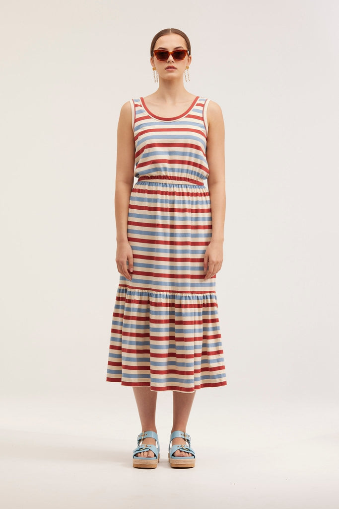 Traveller Stripe Tier Dress - Obus Online