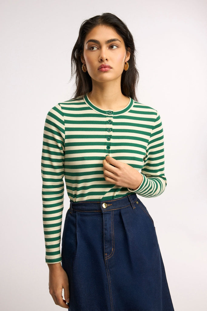 Traveller Waffle Henley Top - Obus Online